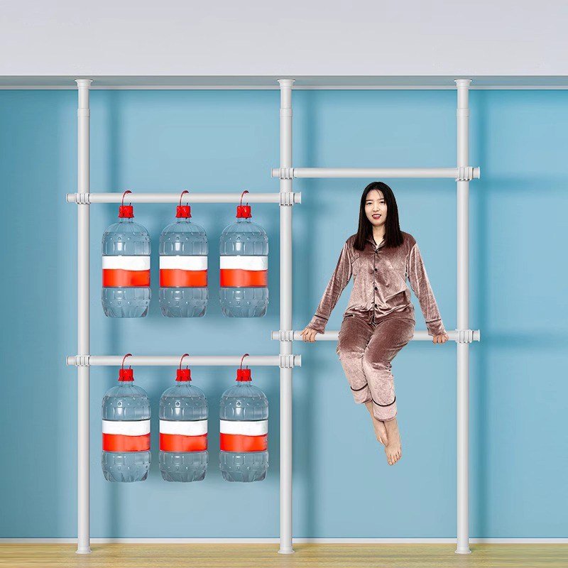 예니브 32mm 2단행거 튼튼한 철제 스탠드 옷걸이 행거, 블랙 상세 이미지 1