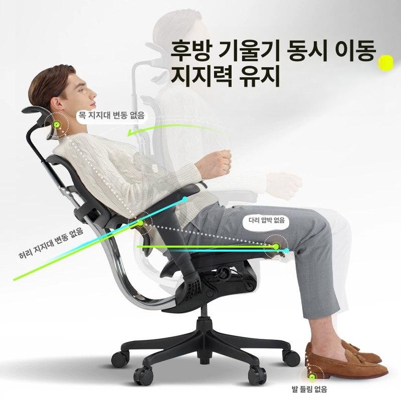 Ergohuman B이글 인체공학 사무용 의자, 회전식 높이 조절 팔걸이, 블랙 상세 이미지 1