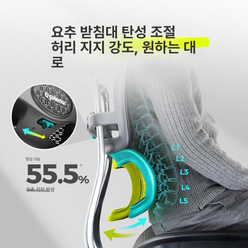 Ergohuman B이글 인체공학 사무용 의자, 회전식 높이 조절 팔걸이, 블랙 상세 이미지 2