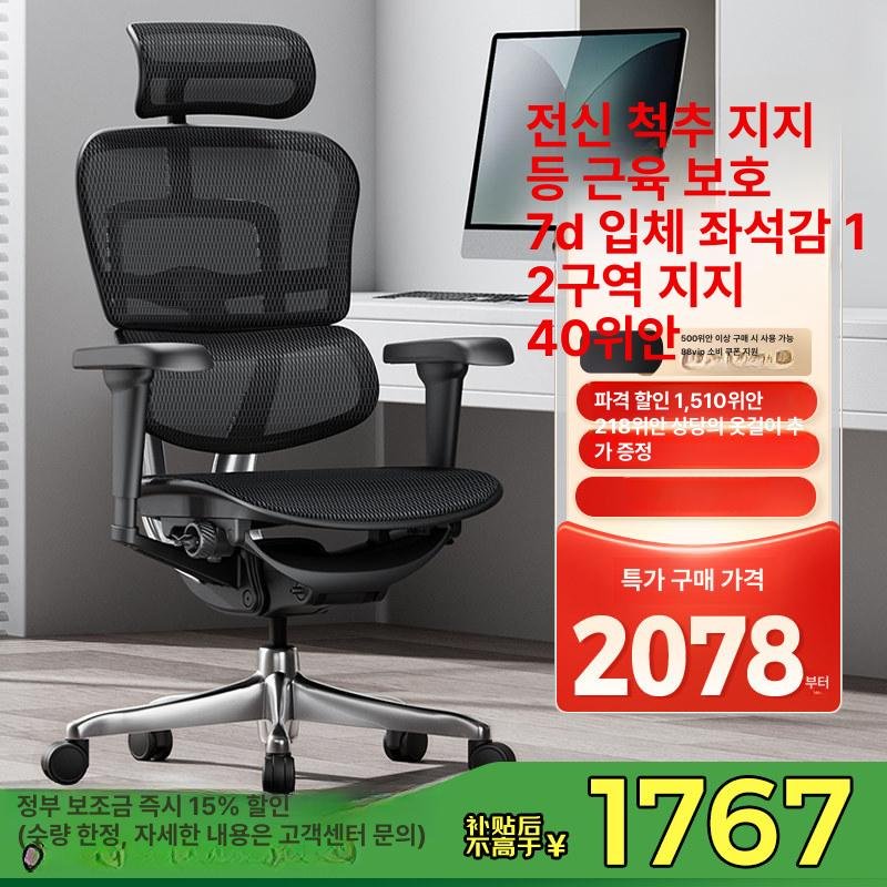 Ergohuman B이글 인체공학 사무용 의자, 회전식 높이 조절 팔걸이, 블랙 상세 이미지 2