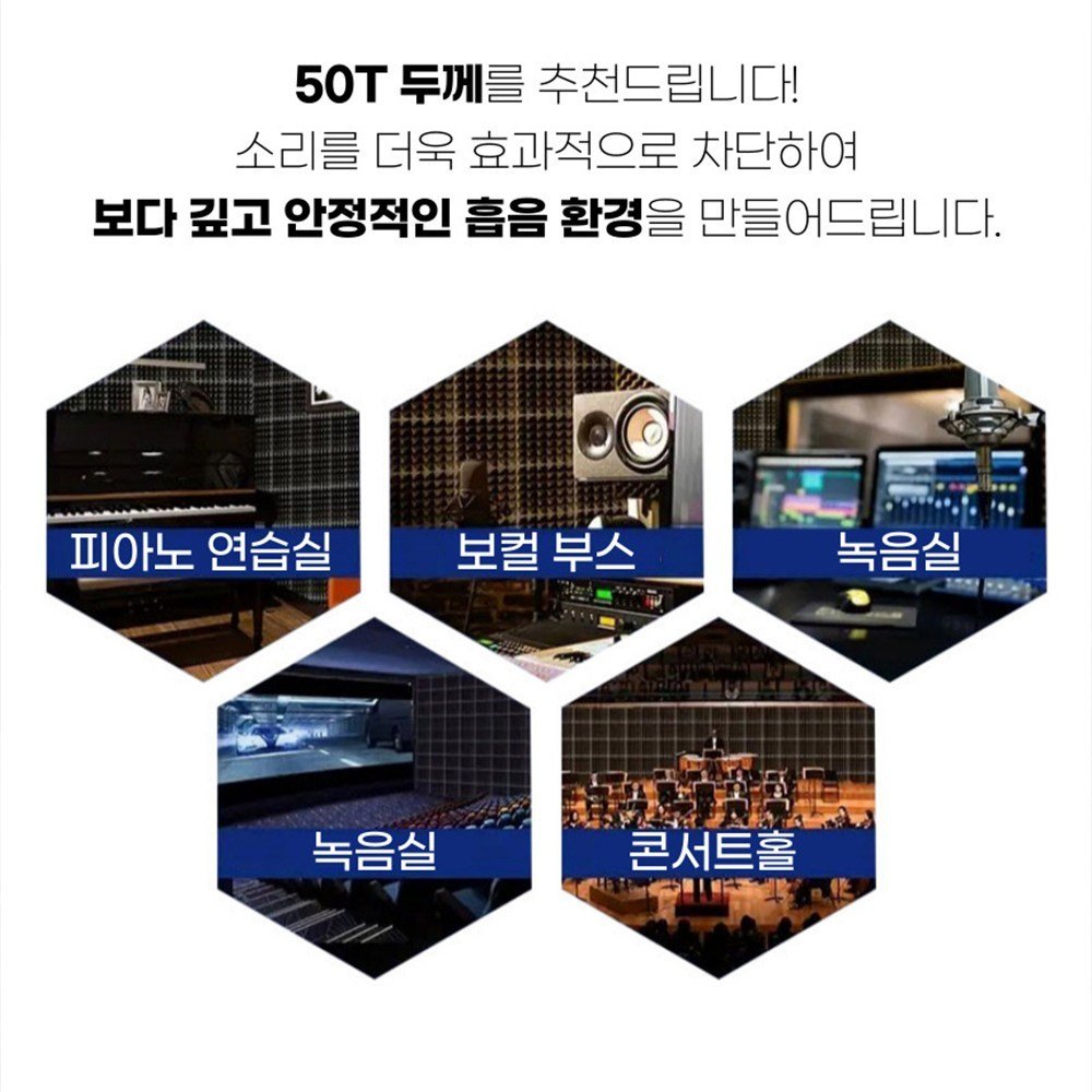고밀도 탑형 흡음폼 접착식 방음재 셀프시공 소음방지 흡음재 벽면 방음판 인테리어, 24개, 그레이 상세 이미지 2