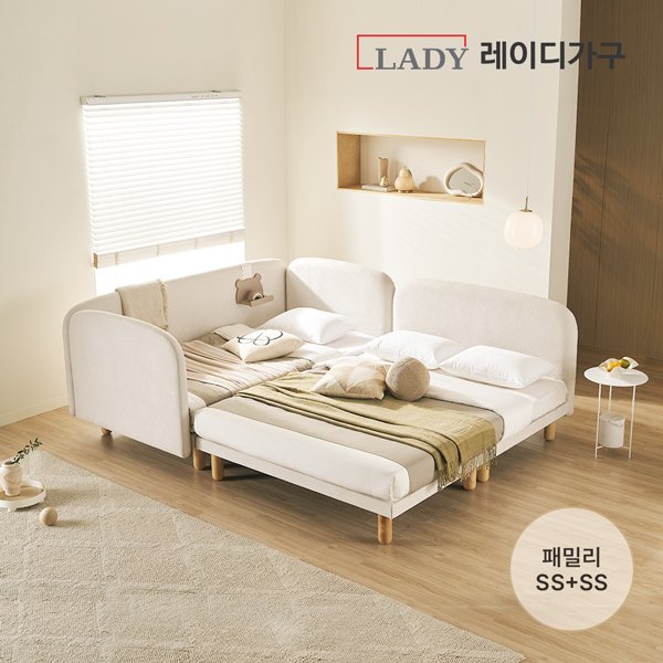 레이디가구 푸딩 기능성 패브릭 패밀리침대 SS + SS_딴딴이 16, 바닐라베이지할인 상세 이미지 1