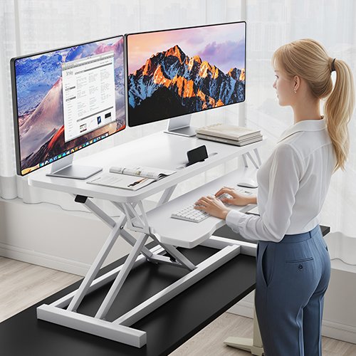 H N Quality Home 모션데스크 스탠딩책상 높이조절 14-49cm, 94cm, 화이트할인 상세 이미지 1