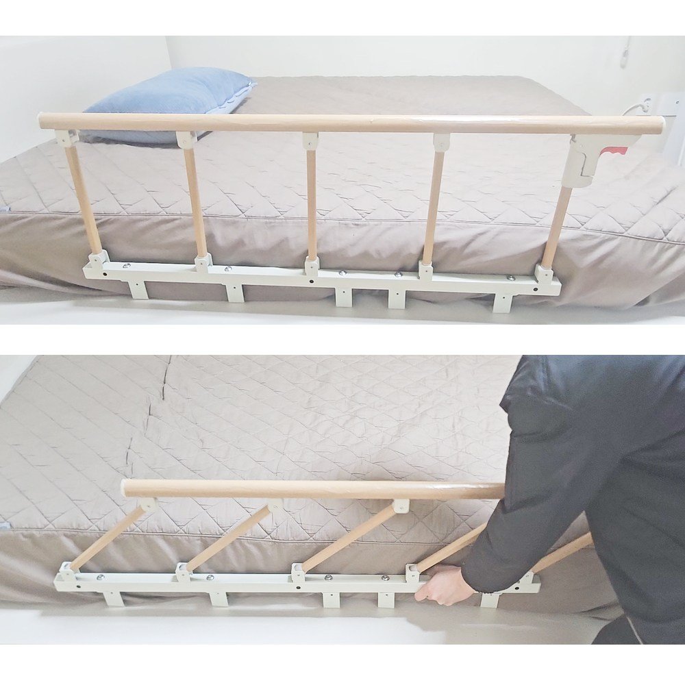 침대추락방지 노인 낙상방지가드 침대안전레일 노약자 어르신 침대손잡이 침대낙상보호대 튼튼한침대가드 요양원병원침대가드 침대전용사이드가드 침대안전레일, 우드색상쿠폰할인 상세 이미지 1