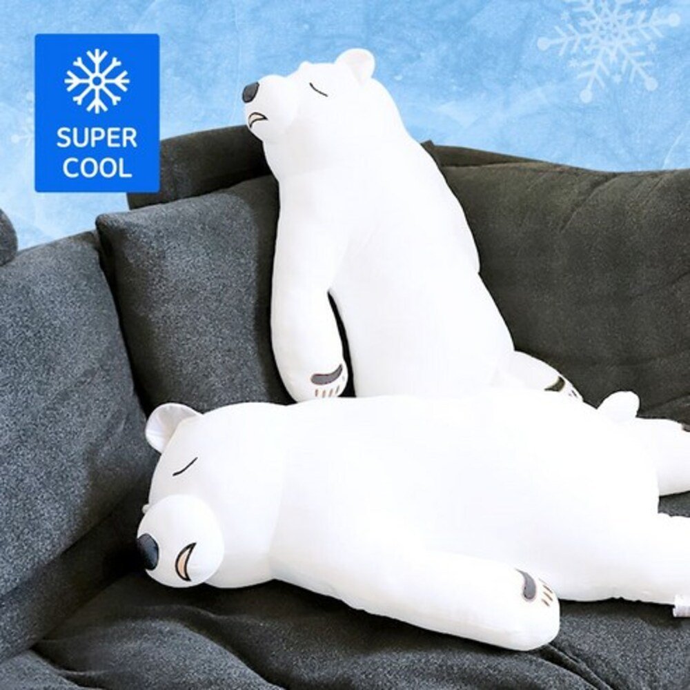 북극곰 보송 모찌 냉감 쿨링 바디필로우 사계절/여름/겨울 [80cm], 냉감 쿨링 북극곰(여름용), 화이트 상세 이미지 1
