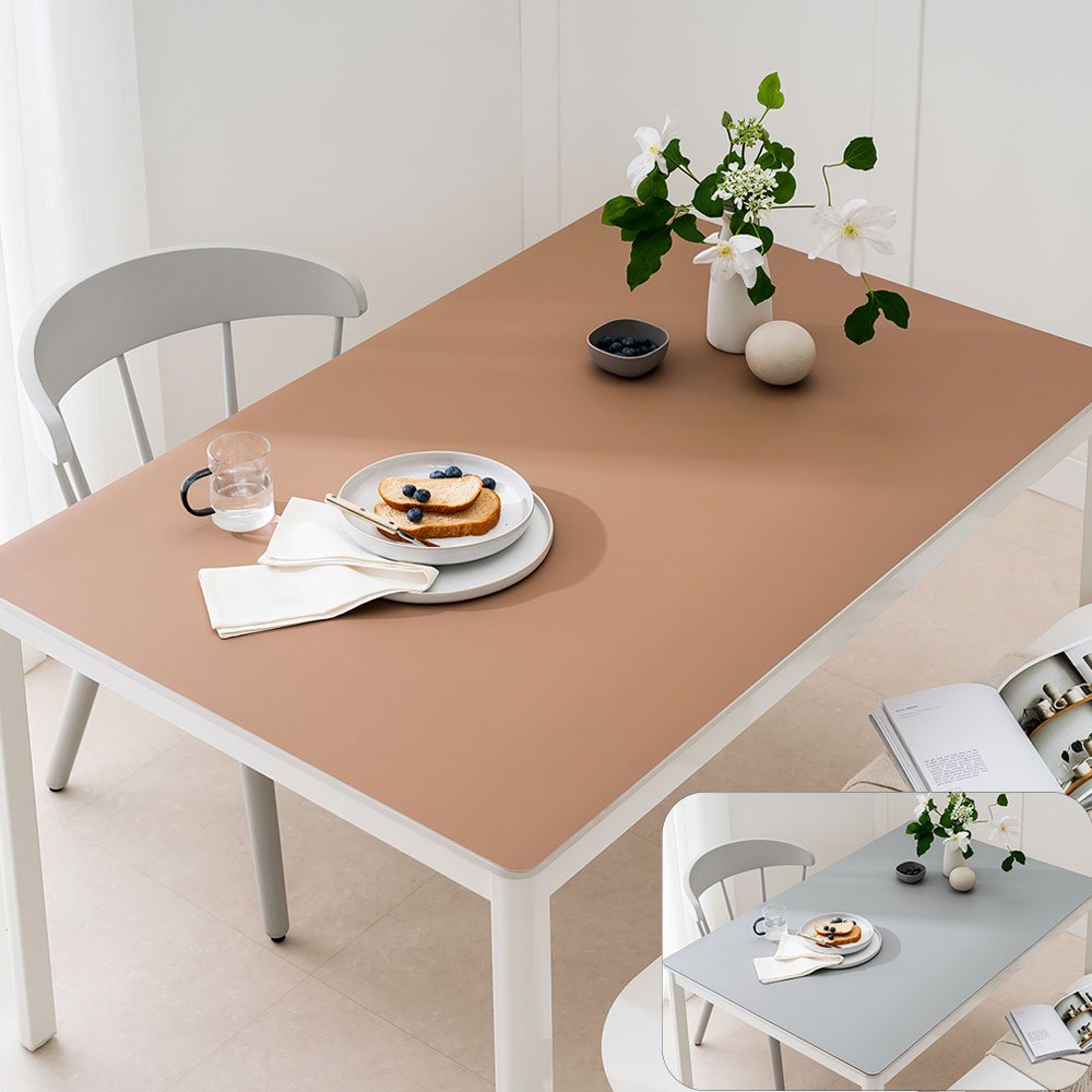 (16colors 11size) 깐깐공주 100% 방수 가죽 식탁보 테이블보 식탁매트 테이블매트, 120x80cm, 양면-12 (Gray+LightGold), 1개 상세 이미지 2