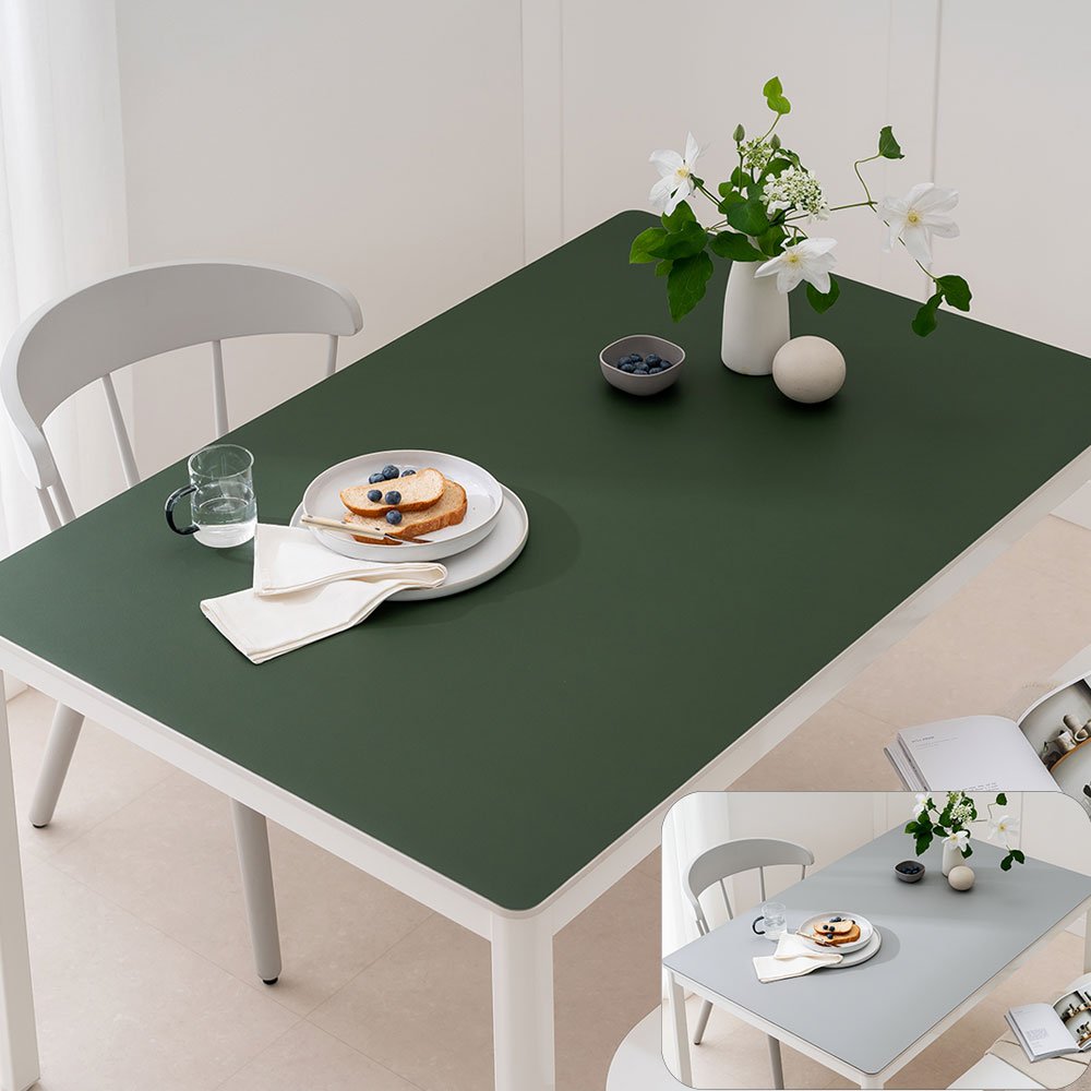 (16colors 11size) 깐깐공주 100% 방수 가죽 식탁보 테이블보 식탁매트 테이블매트, 120x80cm, 양면-12 (Gray+LightGold), 1개 상세 이미지 2
