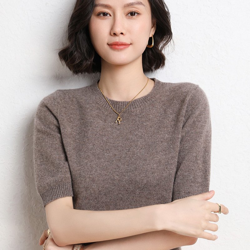 2장묶음 여름 여성 베이직 데일리 슬림핏 반팔 니트티 소프트 라운드 니트티셔츠 프리미엄원단 1+1할인 상세 이미지 2