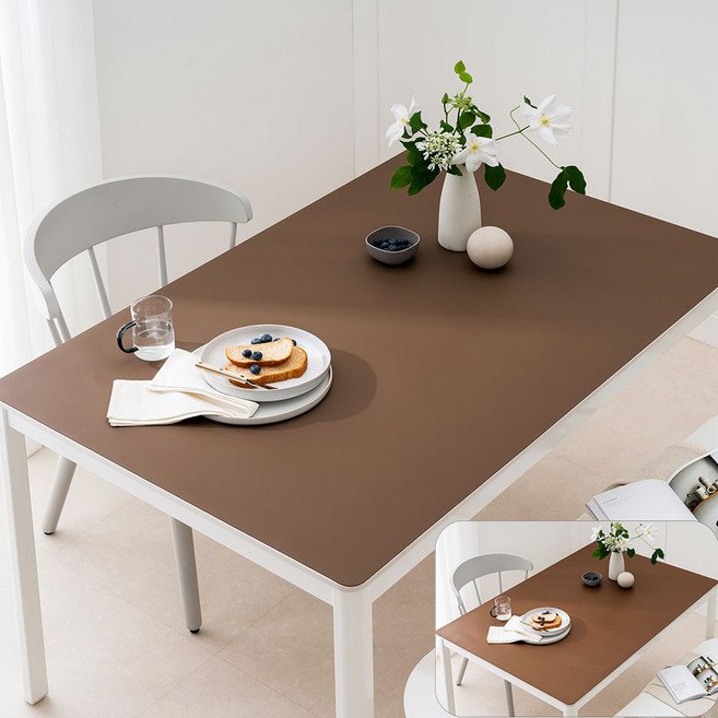 (16colors 11size) 깐깐공주 100% 방수 가죽 식탁보 테이블보 식탁매트 테이블매트, 120x80cm, 양면-13 (Darkbrown+DarkGold), 1개